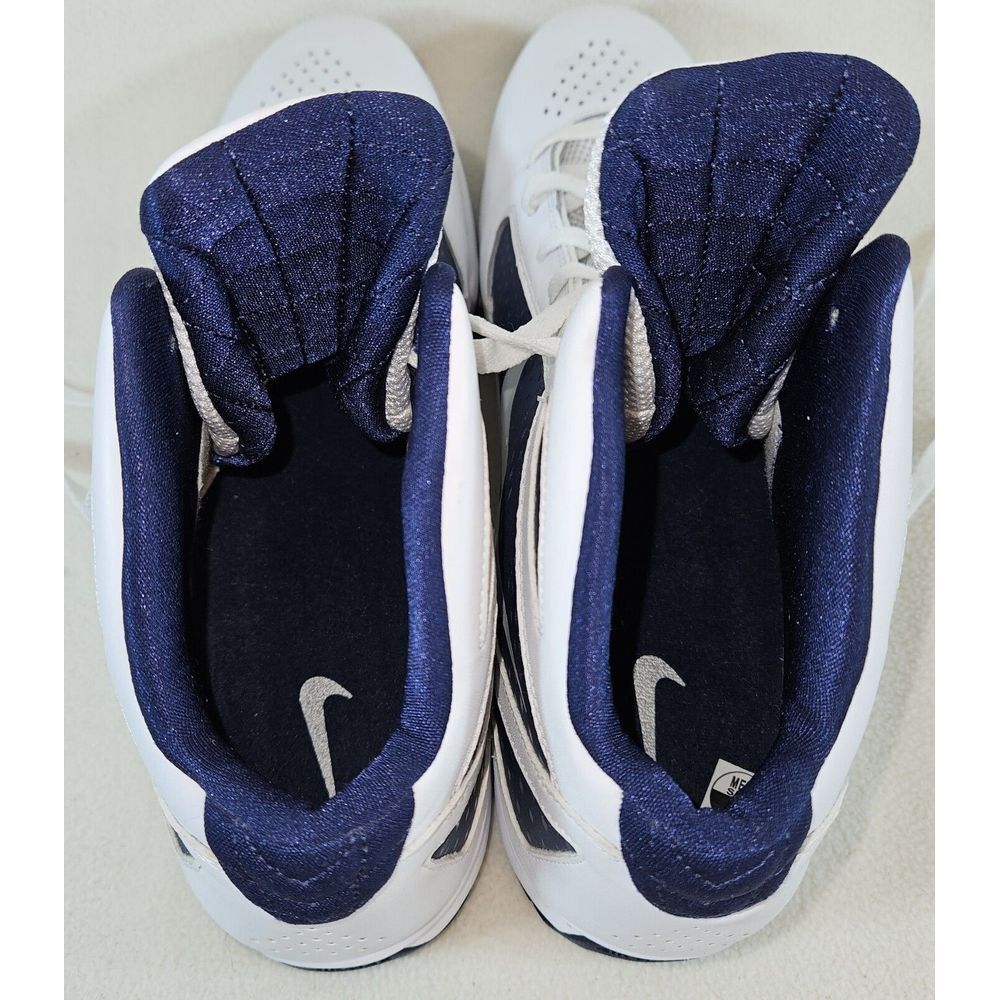 Nike White and Navy High-Top Athletic Basketball Shoes - Picture 9 of 10